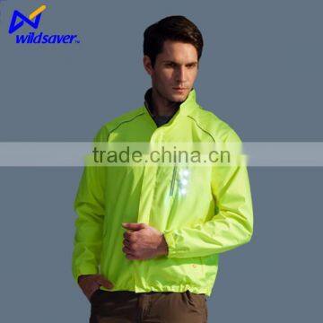 unisex hi vis reflecive led safety biker green colour rain jacket