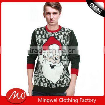 wholesaler private label christmas pullover sample plain men's jacquard sweater for sale