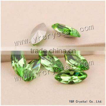 k9 crystal Navette peridot fancy stone crystal beads for wedding dress