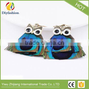 Hot Fashion Animal Jewelry Peacock Feathers Owl Earrings photo-5