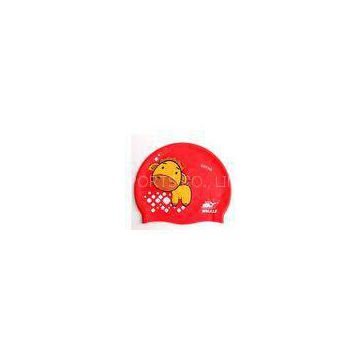 100% Silicone Funny Childrens Swimming Hats Red with Cute Animal Printed