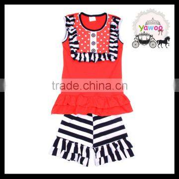 Red sleeveless tops navy blue stripe 4th of july toddler girls clothes online store wholesale children clothing