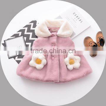 B22587A New winter's baby girl lovely flower thickened imitation fur vest dress