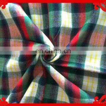 2015 latest Italy design pattern poly cotton green red check brushed twill heavy Flannel Dress Shirt fabrics