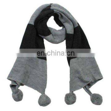 2015 Ladies' Fashion Winter Warm Knit Check Scarf With Pompom photo-3