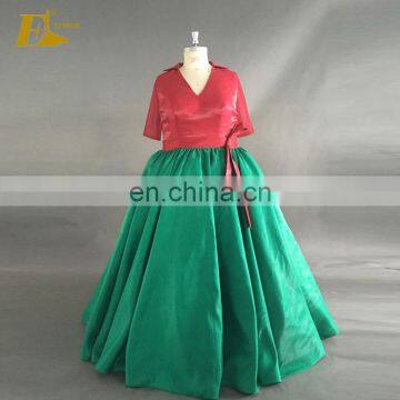 Korean Patterns V Neckline Sleeveless Green And Red Plus Size Patterns Prom Dress