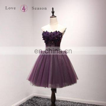 A17BL0013 Elegant Purple Rolled and Stitched Party Wear Sweetheart Short Party Dress