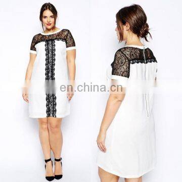 2015 latest design spring clothing lace tops plus size t shirt for fat women