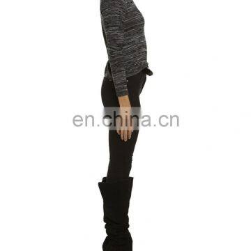 Ladies Basic Top Crafted in a Polyester Blend and Featuring Knit High Neck and Crop Bodice photo-3