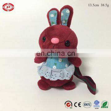 Burgundy plush soft stuffed rabbit animal custom gift keychain toy