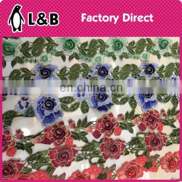 chemical embroidered flower border lace 3d lace polyester lace trim