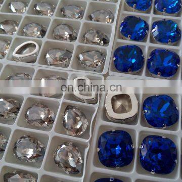 Capri Blue 18*18mm Square Shape Pointed Back Crystal Stones