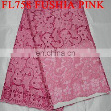 High quality cord lace african lace FL758 fuchsia pink