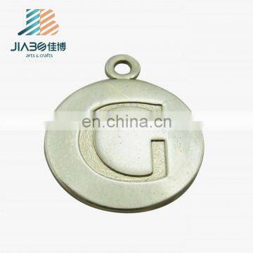 custom made zinc plating charm with the engraving of letter G