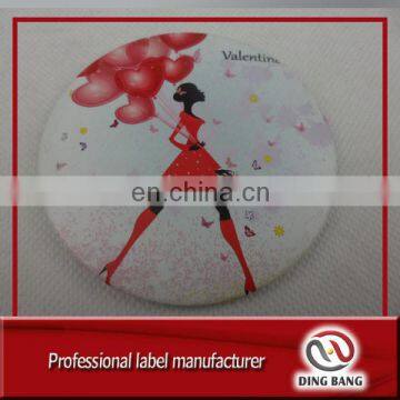 OEM Accepted Promotion Valentine's Day Souvenir Custom Printed Compact Round Tin Mirror