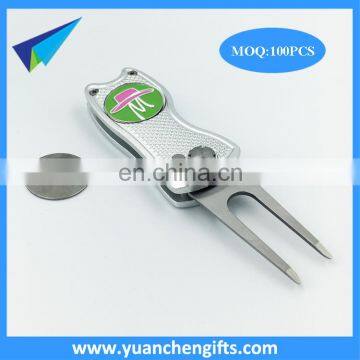 folding stainless steel pitch fork / divot repair tool ball marker