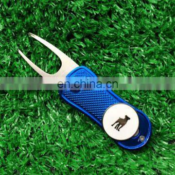 Aluminum handle Golf Divot Repair Tool with ball marker golf pitch fork