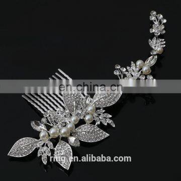 Hair Stick & Comb Crystal Wedding Rhinestone Pearl Flower Bridal Pin