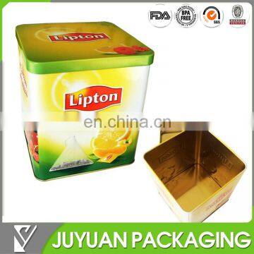 Golden tin metal Cube chinese tea packaging tin box