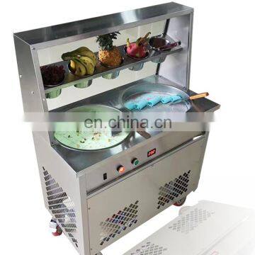 Topping Pans Fry Ice Machine/Single Frying Flat Pan Frying Ice Cream Roll Machine for sale