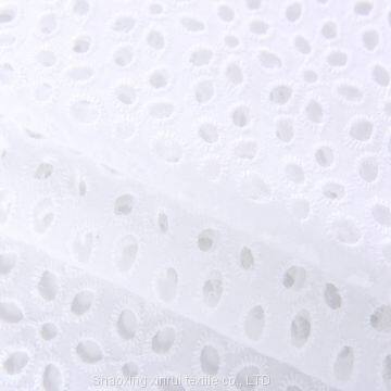 combed hollow out embroidered white cotton eyelet fabric lace