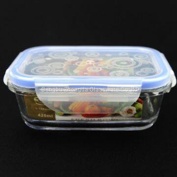 Borosilicate Rectangle Lunch Box Large Glass Mixing Bowls Glass Storage Bowl With Plastic Lid photo-2