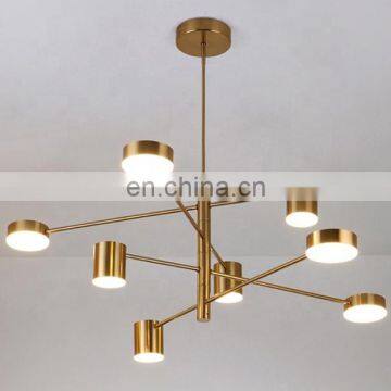 Nordic Design Led Gold Metal Acrylic 6 Heads Chandeliers Pendant Light for Home photo-2