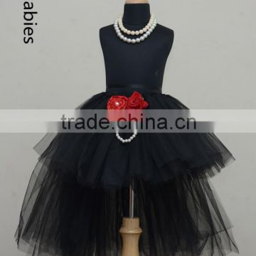 Pictures fashionable skirts 2016 black tulle fabric high low tutu skirt