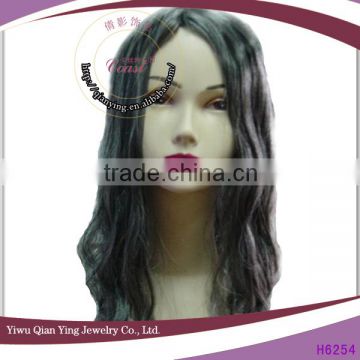 curly grey and white middle part witch halloween wig