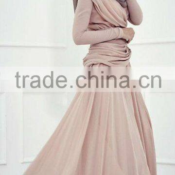 New Arrival Beautiful Chiffon Long Sleeve Evening Dress Hijab