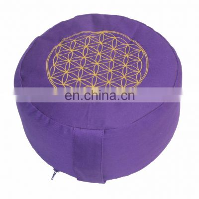 Purple color Flower of Life embroidery Round Zafu Meditation Cushion Indian manufacturer