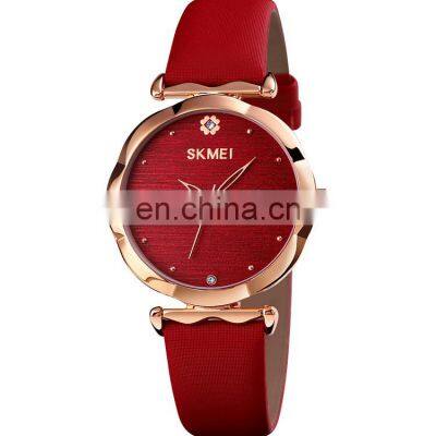 2020 Trendy Women Quartz Watch Skmei 1703 Fashion Leather Watch Flower Dial Design Japan Movt Quartz Watch Price montres femmes