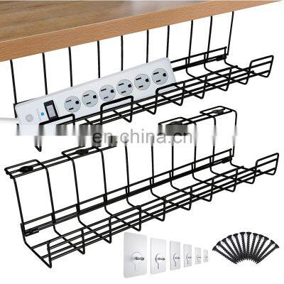 Cable Organize Folding Home Office Computer Metal Box Strip Holders Cord Wire Racks Under Desk Tray Cable Management Organize