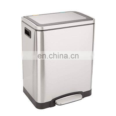 High quality thick material 30 Liters classify trash can soft closed anti-fingerprinting pedal bin kitchen use rubbish pedal bin