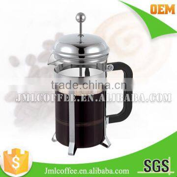 Chrome plated coffee press ,glass coffee pot,coffee plunger,four sizes