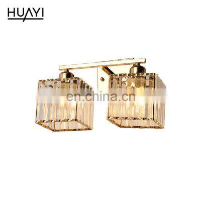 HUAYI Nordic Style French Gold Square Hotel Dining Room Iron Crystal Modern Ceiling Lamp