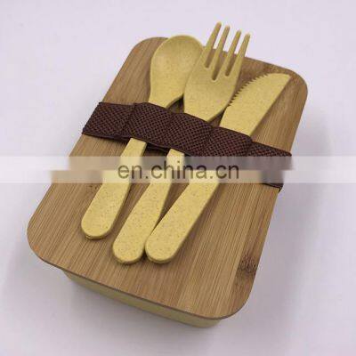 Eco Friendly Dishwasher Safe Bamboo Lunch Box With Knife,fork And Spoon