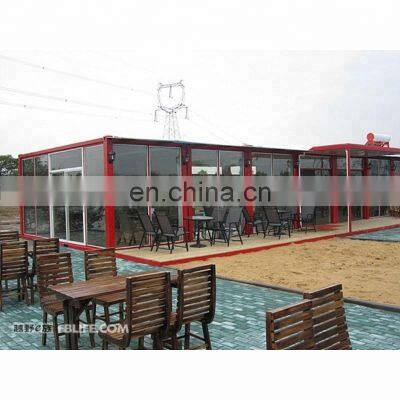 prefabricated mobile modular container restaurant with fixed glass wall