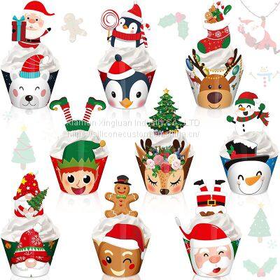 Christmas Party Lovely Decorations Mini Christmas Cake Toppers Xmas Silicone Cupcake Ornaments