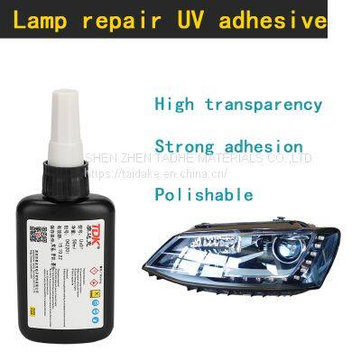 The shell of the car lampshade is cracked and has no marks. The repair solution has high hardness and can be polished to repair the surface with UV resin