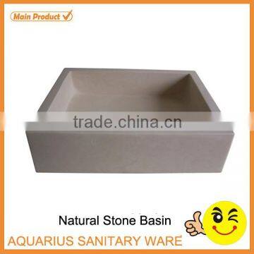 White Art Marble Stone Basin Rough Stone Bathroom Sink