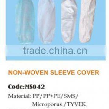 Disposable blue SMS non woven sleeve covers elastic cuff