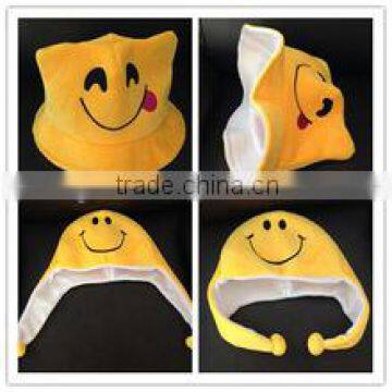 new design emoji bucket hat/plush emoji bucket hat/yellow emoji plush hat