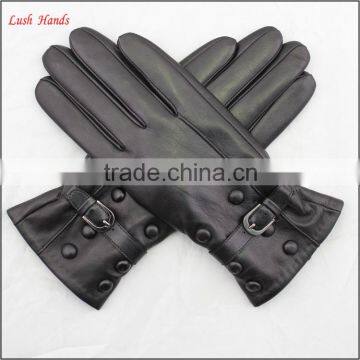 Ladies Winter Cheap Leather Hand Gloves Black Women photo-5