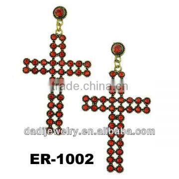 Fashion Europelong Chandelier crystal triangle India drop cross Earring ear stud Jewelry