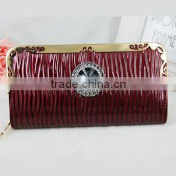 2015 New Fashion Many Colors Water Ripple Long PU Leathwe Women Purse Wallet Card Holder Phone Handbag photo-3