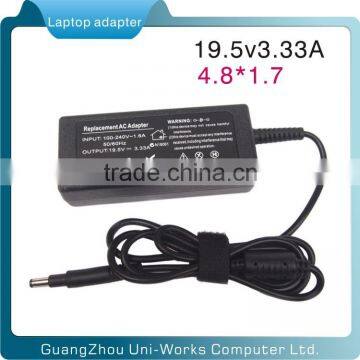 19v 3.33A 4.8*1.7mm black laptop adapter