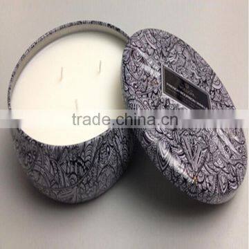 tracel tin candle/metal tin candle/scented tin candle with three wick