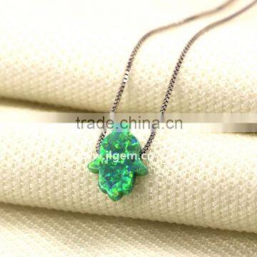 Synthetic Green Opal Hamsa/Hand With 925 Sterling Silver Necklace Jewelry For Wedding Dresses photo-5
