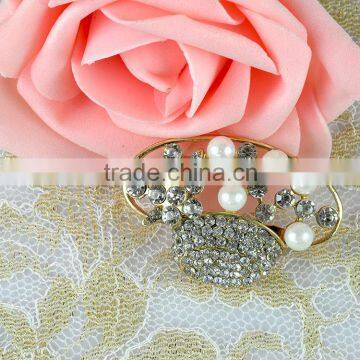 Wholesale Top Hat Crystal Brooch Pin with Pearl, Pearl Crystal Brooches, for wedding dress